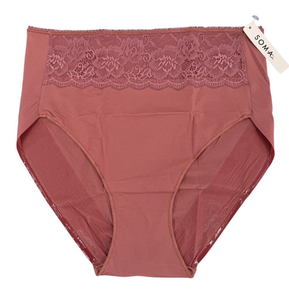 SOMA Vanishing Edge Microfiber Modern Brief Panty Panty With Lace Size M